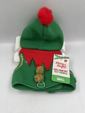 Merry & Bright Dog Comfort Vest Harness Christmas Elf Size Small NEW W/ Tags